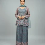 Women Pure Silk Crop Top, Palazzo & Ethnic Jacket Set – Embellished | Multicolour